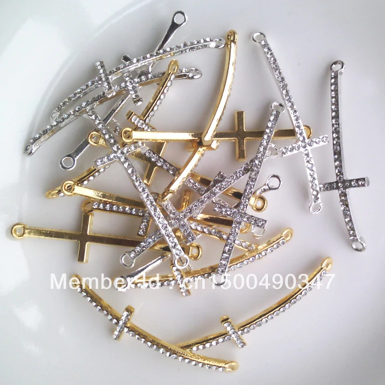 Бесплатная доставка 20 шт./лот серебряное и золотое покрытие крест кристаллы