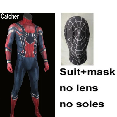 suit no lens no sole Железный костюм паука Тома железного паука, железный костюм паука для косплея, железный костюм паука, домашний костюм Человека-паука - Цвет: suit no lens no sole