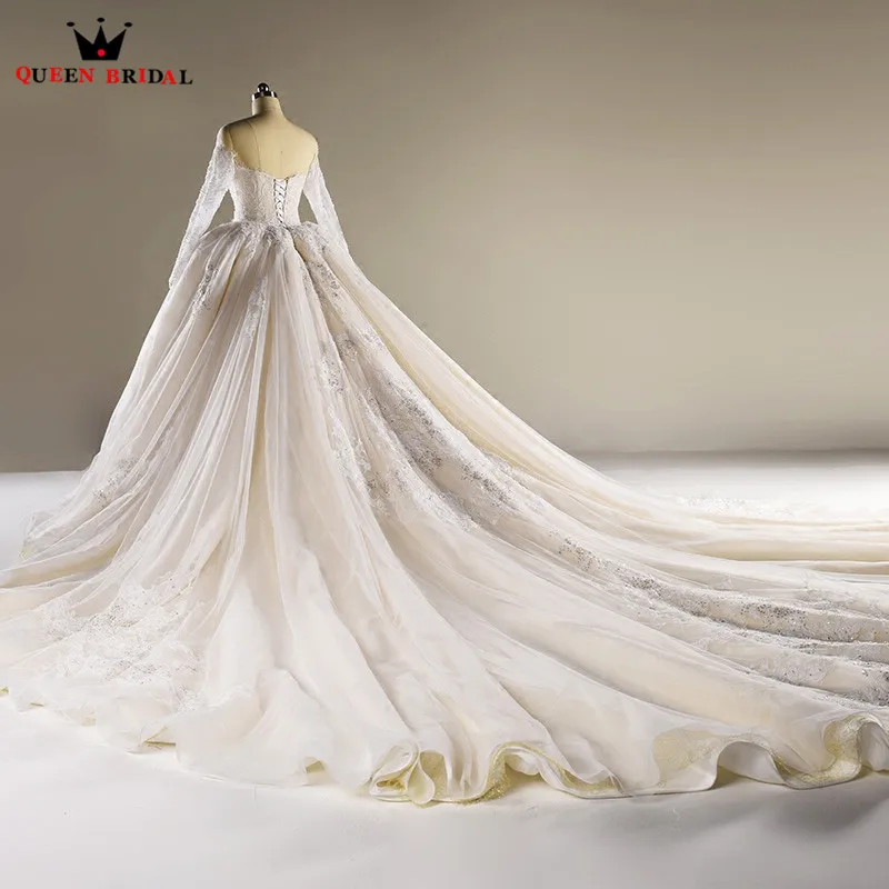 Luxury Princess Long Sleeve Fluffy Tulle Lace Beading Vintage Wedding Dresses 2021 Real Photos Wedding Gown Custom Made XH50