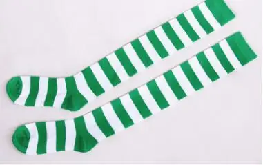 Green FENNASI, полосатые женские чулки, аниме, японские колготки, милые длинные чулки для костюмированной вечеринки, хлопковые чулки для девочек - Цвет: Green