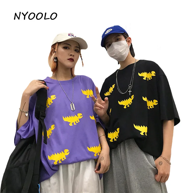 NYOOLO Harajuku стильная футболка с принтом динозавра летняя Уличная Повседневная