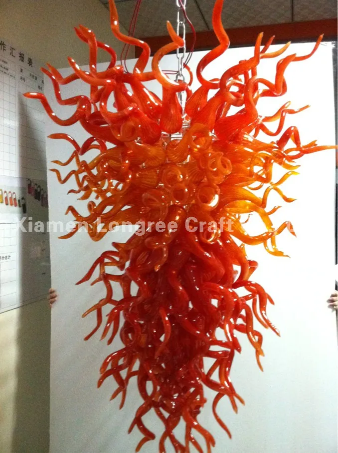 

C03-Wholesale China Hotel Lobby Led Lights and Lighting Hand Blown Red Glass Chandelier
