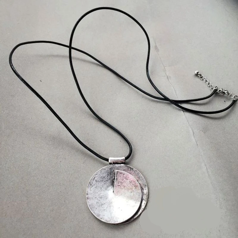 New Vintage Round Alloy Black Leather Pendant Necklace | Украшения и аксессуары