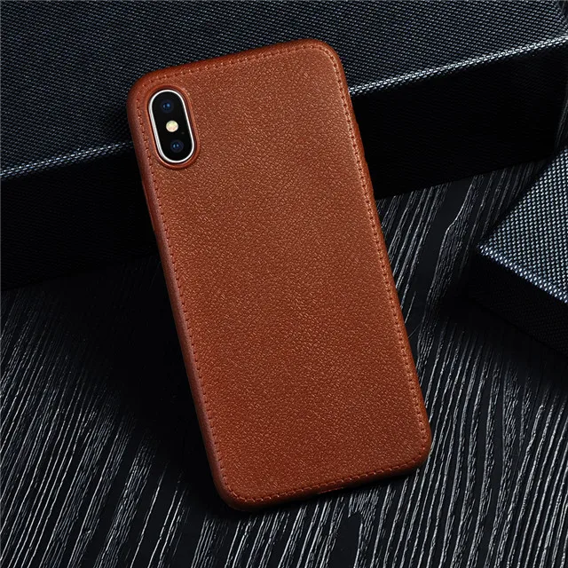 Tikitaka, однотонный кожаный чехол для iPhone XS MAX 8 Plus, мягкая полиуретановая Противоударная задняя крышка для iPhone XS XR 7 6s Plus - Цвет: Brown