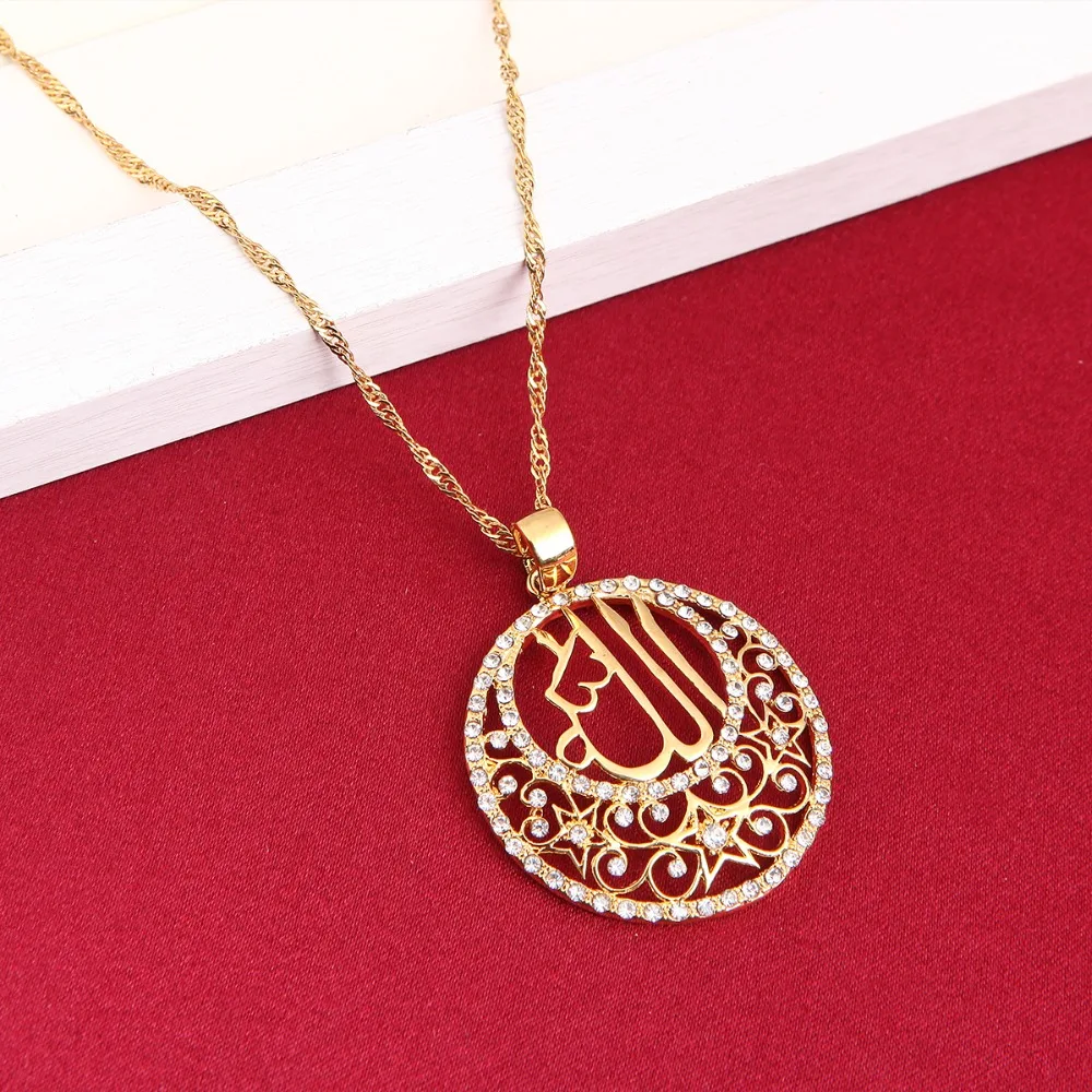 Модное 24-каратное золотое ожерелье с подвеской в виде мусульманских мусульман