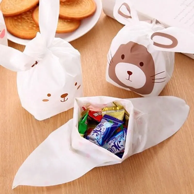 50 pcs White Rabbit ears cartoon animal cookie Gift Bag for Christmas birthday Party Candy Food&ampHandmade soap Packaging bags | Дом и сад
