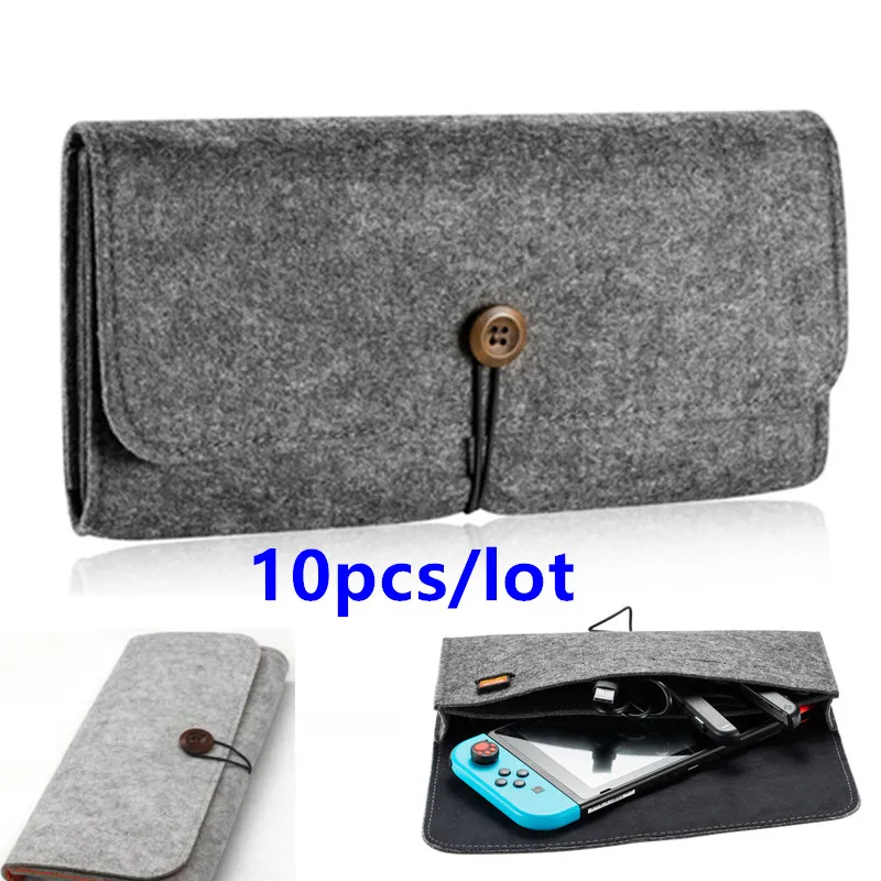 

10pcs Nintend Switch Durable felt Carrying Pouch Case Ultra Slim Protect Storage Bag for Nintendoswitch Game Accessories