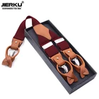 Подтяжки JIERKU из натуральной кожи мужские подтяжки с 3 зажимами модные подтяжки для брюк подарок отцумужу 3,5*120 см