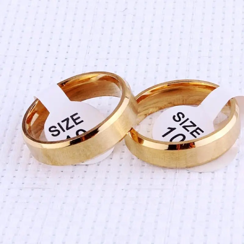 QianBei Free 5pcs Sainless Steel Ring Simple Gold Color Rings Lovers Fashion Wedding Jewelry Party Women Men Valentine's gift |