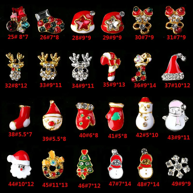 

Factory Sales 10pcs Gold Silver Metal Nail Diamond Christmas Nail Art Decorations Charms Nails Glitter Rhinestones Nail Supplies