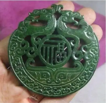 3 шт. новая старинная китайская ручная работа зеленая Нефритовая резная подвеска