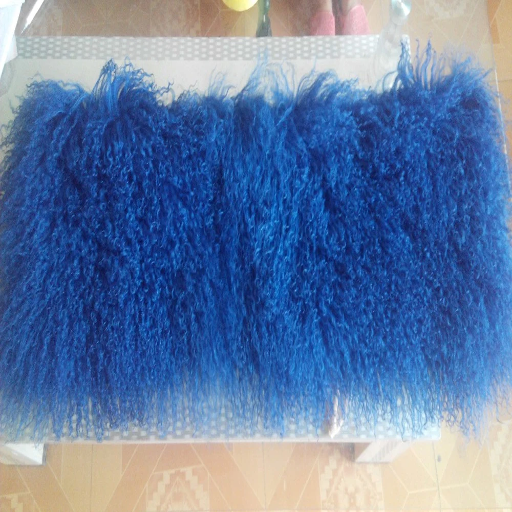 Натуральная синий натурального меха монгольской Овцы подушки Чехол новые