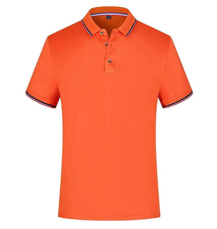 Orange Мужские рубашки поло, одноцветные, короткий рукав, тонкая, дышащая рубашка, лето, хлопок, Брендовые мужские рубашки поло, мужские топы размера плюс S-3XL - Цвет: Orange