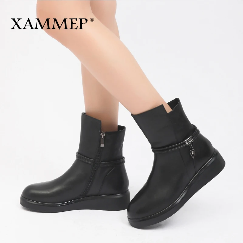 Женские зимние ботинки Xammep из натуральной кожи сапоги до середины икры на