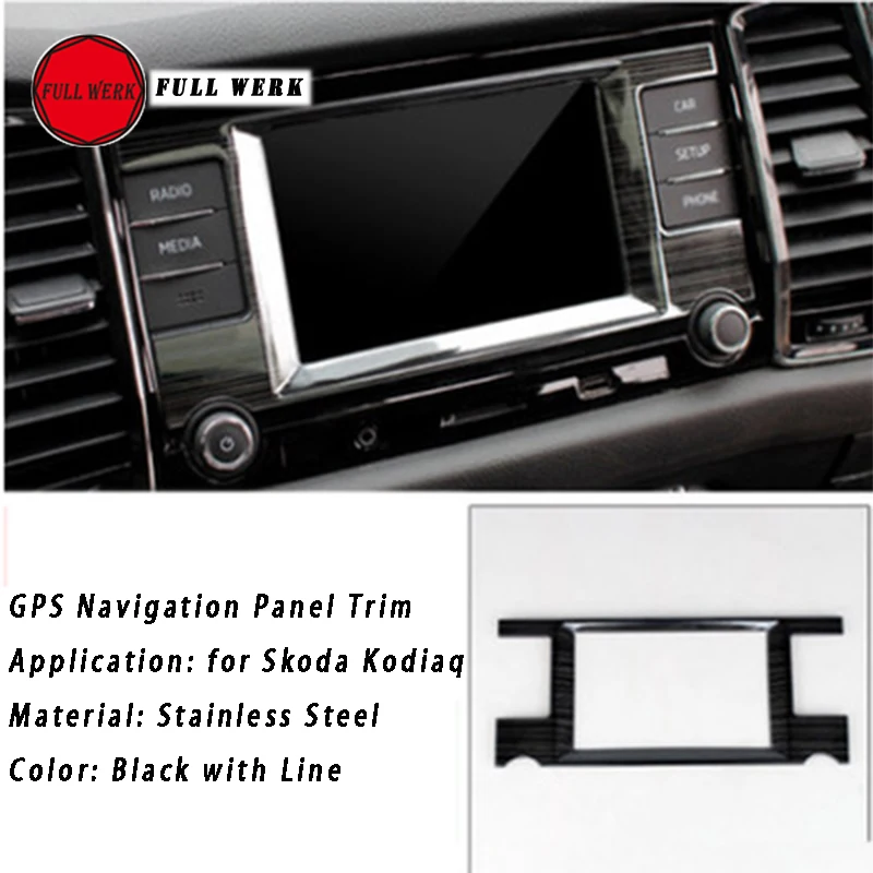 

1pc Stainless Steel Car GPS Navigation Panel Trim Frame Cover Sticker Decoration for Skoda Kodiaq Interior Moulding Accessories