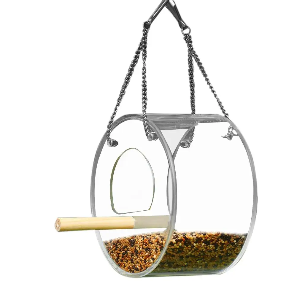 Parrot Lovebird Canary Aviary Transparent Window Outdoor Bird Feeder For Birds Feeding Container For Food Pigeon Pet Supplies
