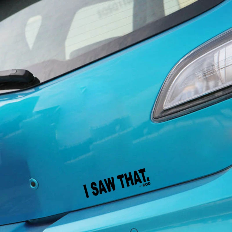QYPF 15.9CM*4CM Funny "I SAW THAT. ~ GOD" Vinyl Car-styling Car Sticker Decal Black Silver C15-3318 | Автомобили и