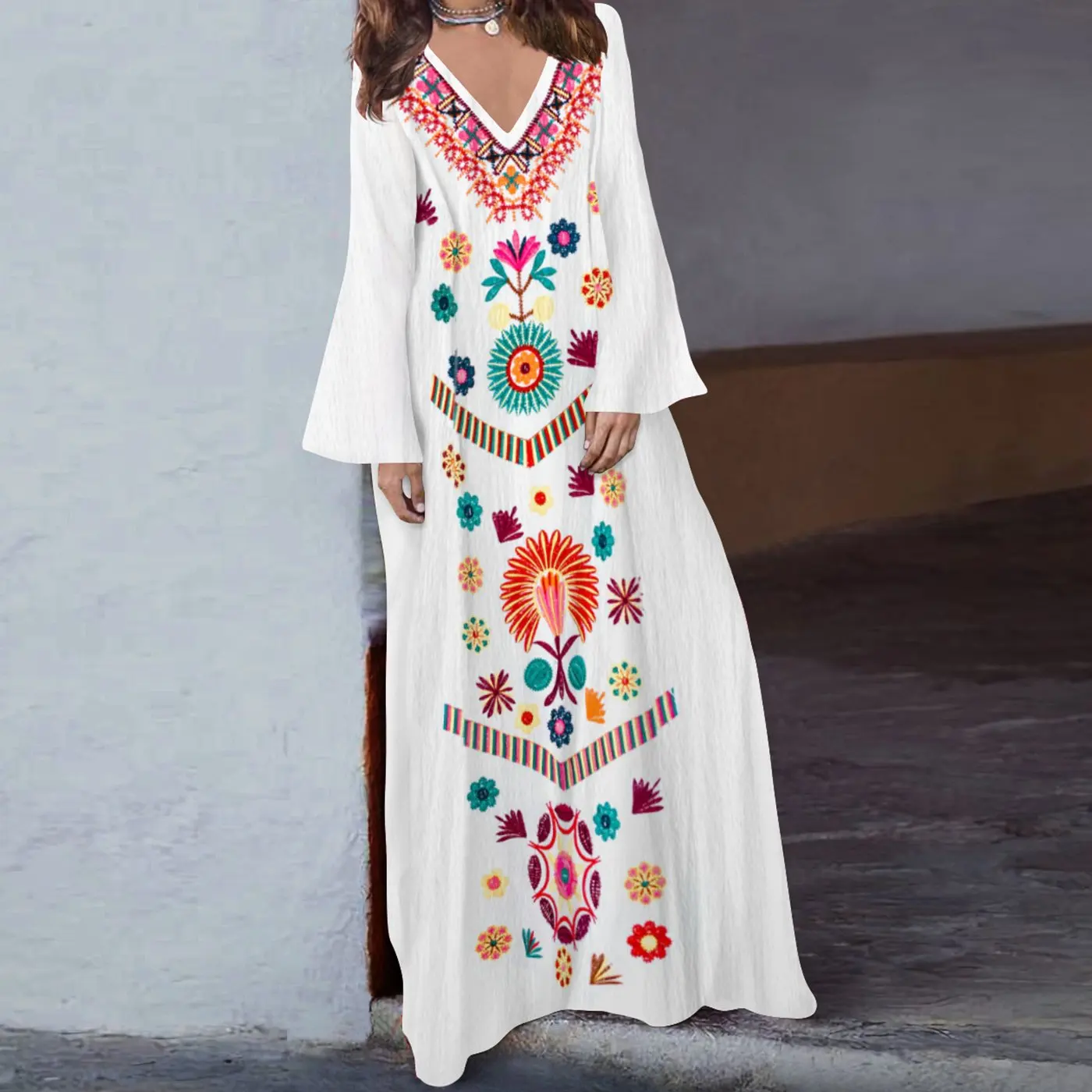 Однотонное модное сексуальное богемное пляжное платье с v образным вырезом и