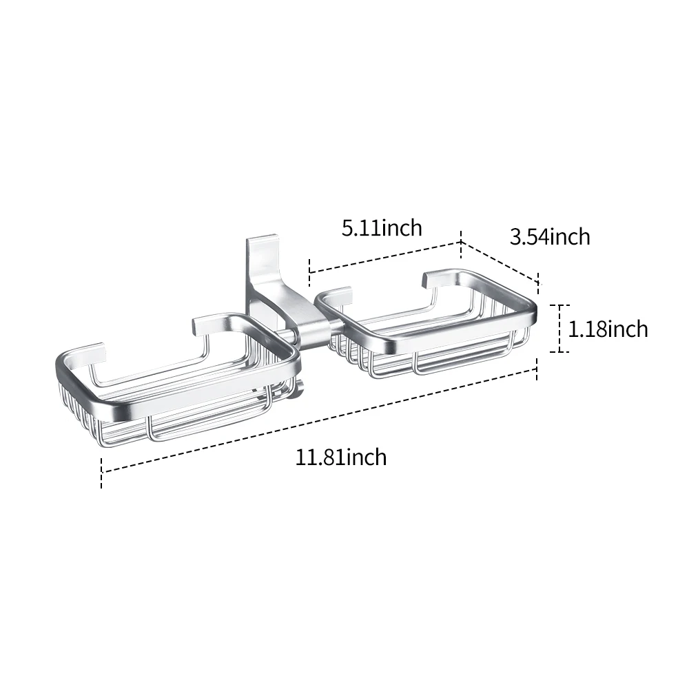 Вместительный алюминиевый держатель для мыла 2 х слойный настенный в ванную