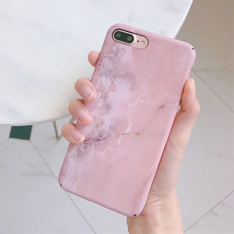 Розовые мраморные чехлы для телефонов iPhone 6 модные милые матовые жесткие apple iphone 6s