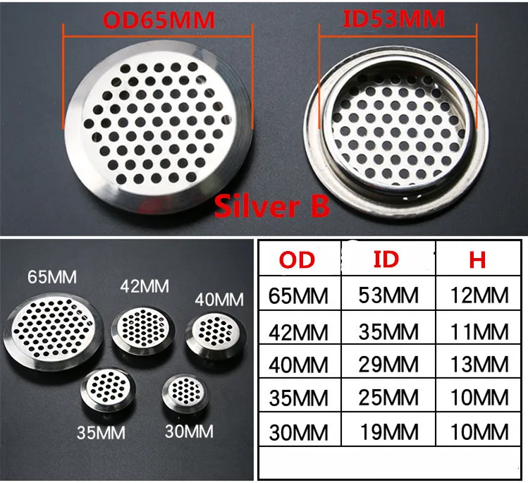 30 шт./лот решетка вентилятора Круглая Решетка вентиляционного отверстия из