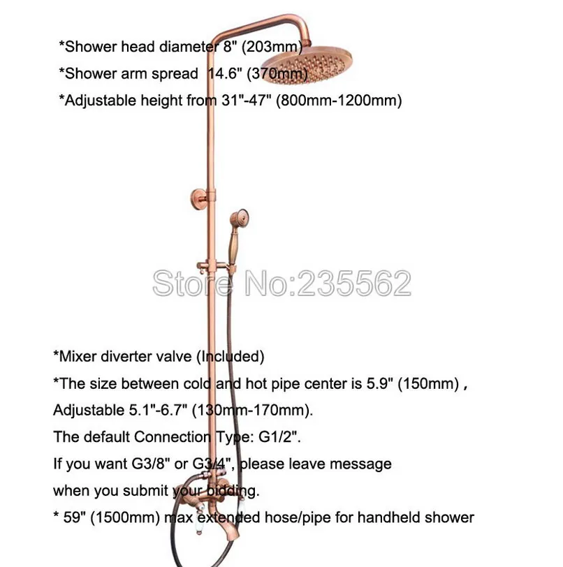 Современный настенный смеситель для ванной комнаты с красными медными кранами и