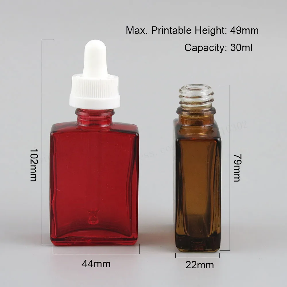 12 x 30ml Square Flat 1oz white Black Clear Blue Glass E liquid Container With Gold Drop  30cc Drop Containers images - 6