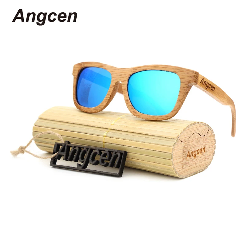 Angcen 2018 Новые мужские и женские солнцезащитные очки бамбуковое стекло es au Ретро