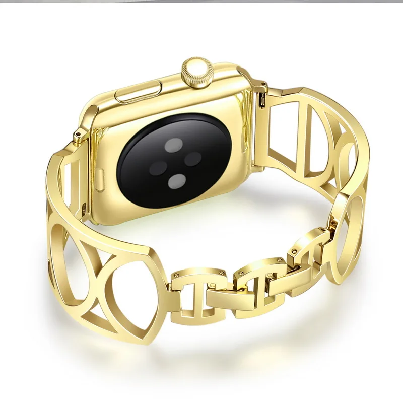 Для женщин розово-золотистый ремешок для наручных часов Apple Watch, версии 44/40/42/38 мм Нержавеющая сталь браслет для наручных часов iWatch серии, на возраст 1, 2, 3, 4, ремень