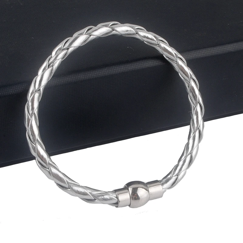 Модный кожаный браслет Stingray из нержавеющей стали с магнитной застежкой Плетеный