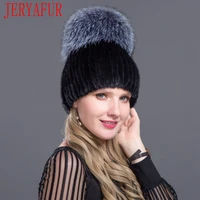 jeryafur russian fashion mink fox fur hat fashion winter womens mink fur cap ski cap fur cap