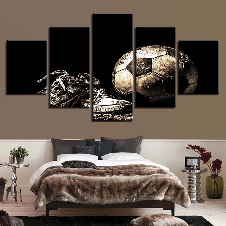 Frame Printed Wall Art Painting 5 Piece Flame Basketball Decoration For Living Room Canvas Picture Modular Sporting Goods Poster | Дом и сад