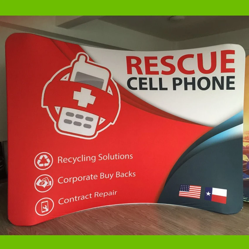 10 футов переносной изогнутый Натяжной тканевый дисплей для выставки всплывающий