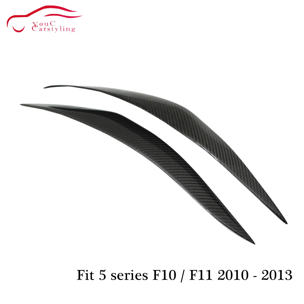 F10 Carbon Fiber Headlight Eyelids Eyebrow for BMW 5 Series Front Headlamp Trim Cover 2010 - 2013 520i 528i 530i 535i | Автомобили и