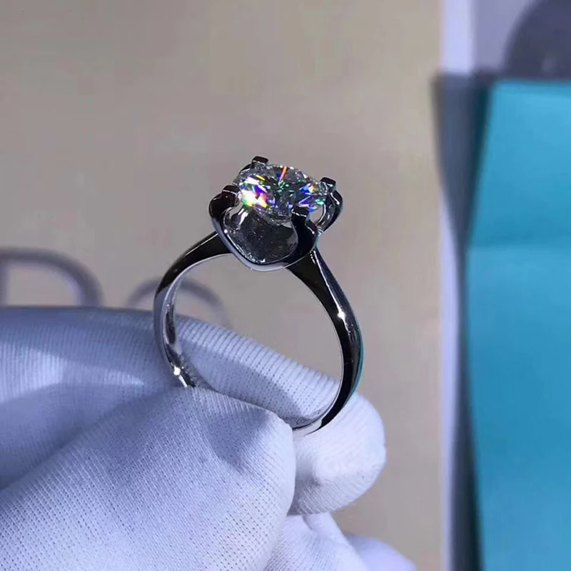 Выбор шага 9K белого золота 1ct 2ct 3ct; классического фасона; муассанит кольцо с бриллиантом украшения Свадебная церемония кольцо на головщину