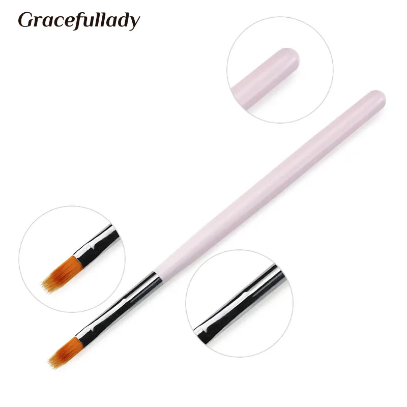 1 Pcs Gradient Nail Brush UV Gel Pen Drawing Painting Brushes Pink Handle Manicure Art Tool | Красота и здоровье