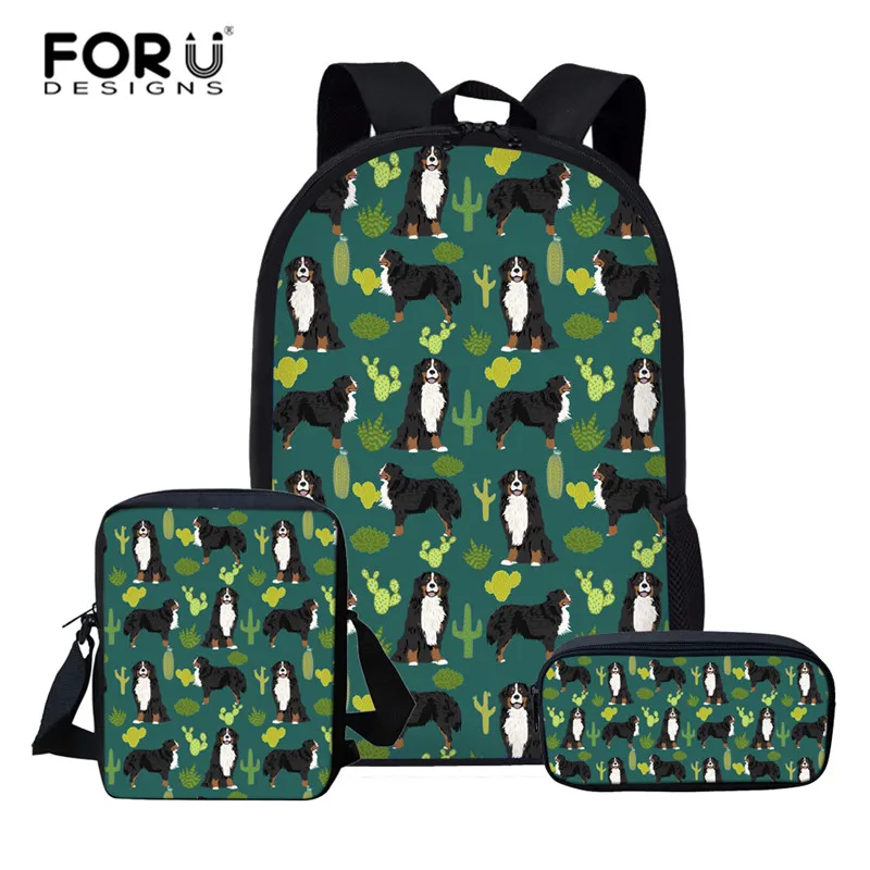 FORUDESIGNS/детские школьные сумки, набор, Бернский рюкзак с горной собакой, школьные сумки для мальчиков и девочек, подарок для детей, рюкзаки, mochila escolar