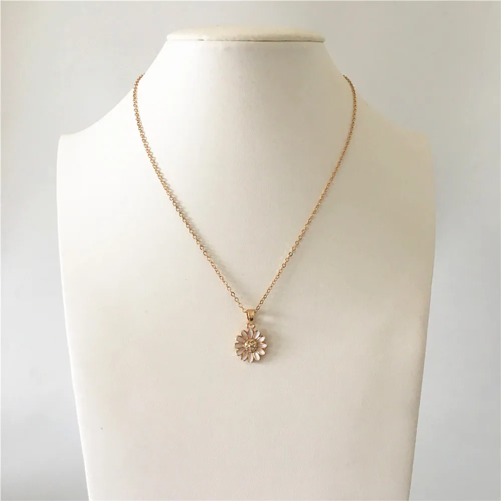 Классического золотого цвета Покрытие Белое Цветочное Ожерелье Подвеска для женщин