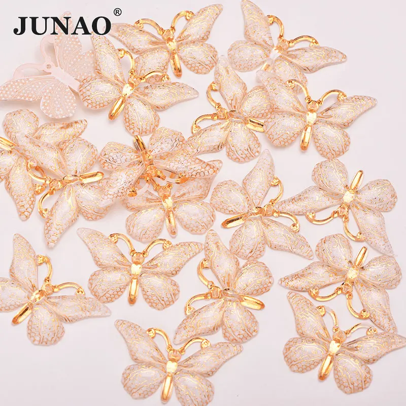 White JUNAO, 25*38 мм, 10 шт., большое шитье, разноцветные стразы-бабочки, аппликация, плоские с оборота, смоляные драгоценные камни, сшитые кристаллами, украшение камнями, стразы - Цвет: White