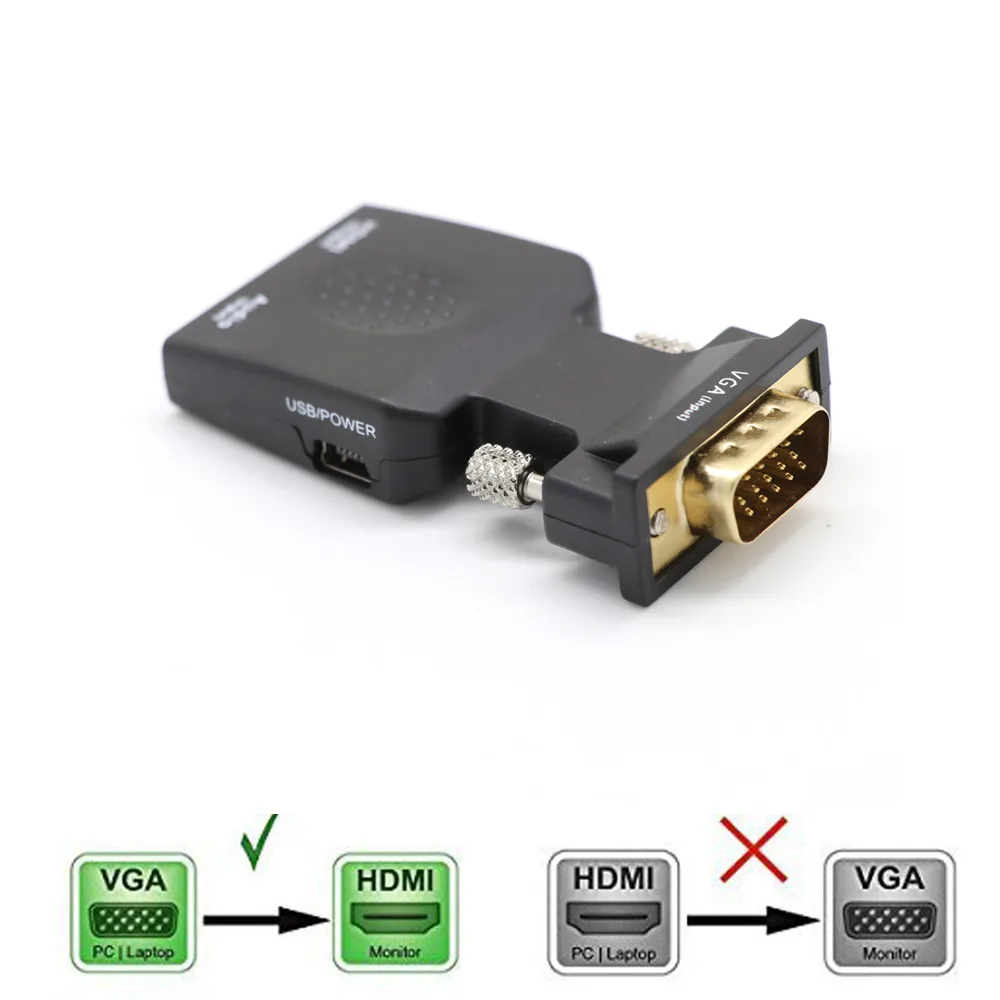 1080 P VGA мужчина к HDMI Женский коробка адаптера конвертера аудио порт Удлинительный