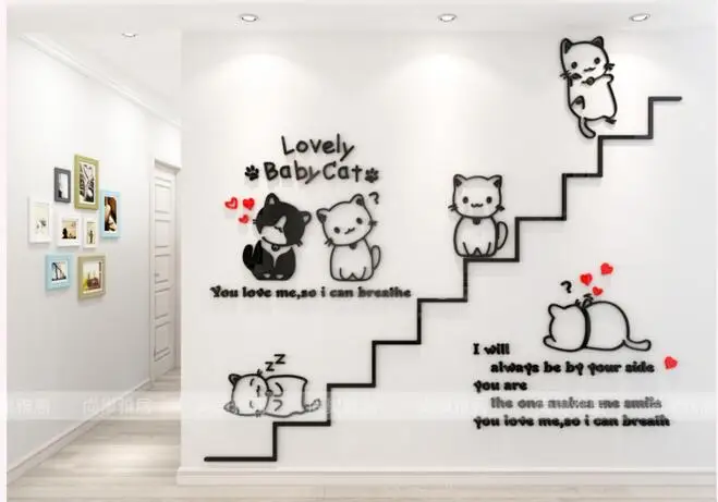 DIY 3D нетоксичные акриловые lovely baby стикер на стену с кошкой самоклеящаяся букв