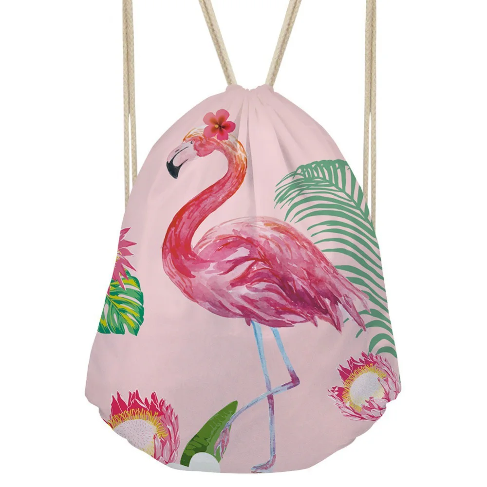 FORUDESIGN/Для женщин Повседневное Drawstring сумка Фламинго печатных Sackpack для девочек