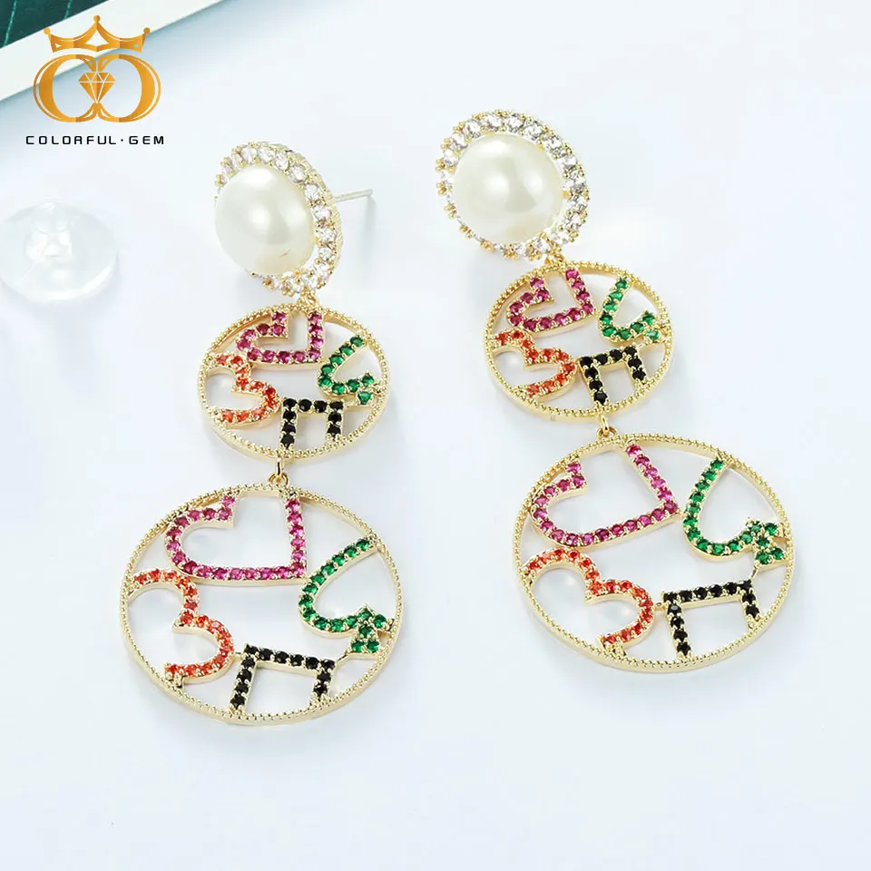 Красочные. GEM длинные сережки для женщин Roung форма одежда высшего качества Лидер