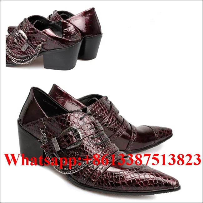 Мода Chaussure Wyatt Байкер Цепи Пряжки Ремня Украшенные Мужская Обувь Тиснением Кожи