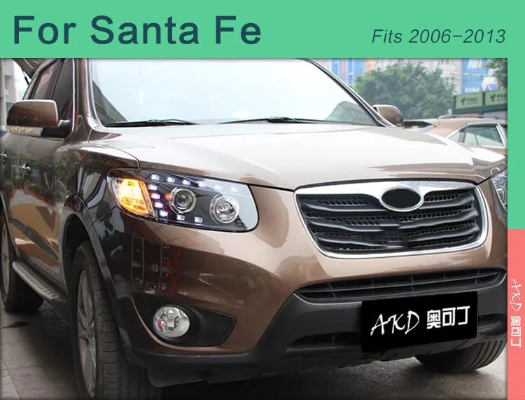 AKD автомобильный Стайлинг Головной фонарь для hyundai Santa Fe фары 2007-2012 SantaFe светодиодный фары DRL Hid Bi Xenon авто аксессуары