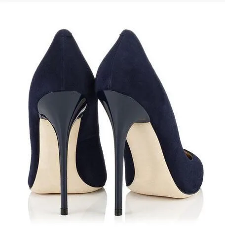 Женские замшевые туфли-лодочки на шпильке с острым носком высоком каблуке