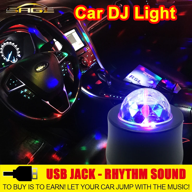 Автомобильные СВЕТОДИОДНЫЕ Музыка Огни DJ Мини RGB 18 Вт LED MP3 Клуб Disco Party Кристалл Magic