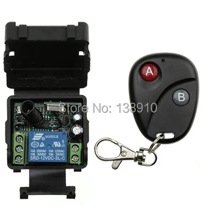 Новый радиочастотный Беспроводной Выключатель с дистанционным управлением 12 В постоянного тока, 1CH, прерыватель 10A, 1 приемник и 1 передатчик светильник Светодиодная лампа SMD A вкл. B ВЫКЛ./гаражная дверь