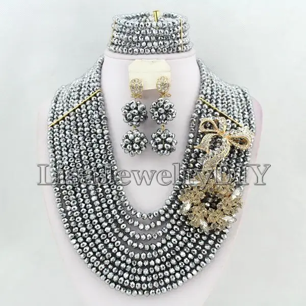 New Design Crystal Beads Jewelry Sets African Bridal Wedding Beads Jewelry Sets HD3956