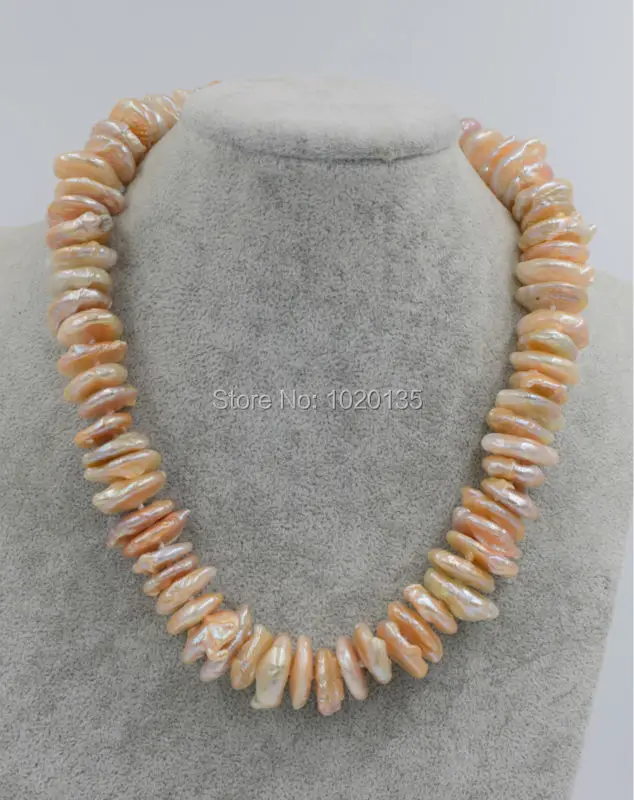 

wow! freshwater pearl necklace pink baroque biwa reborn keshi 18inch nature FPPJ wholesale nature